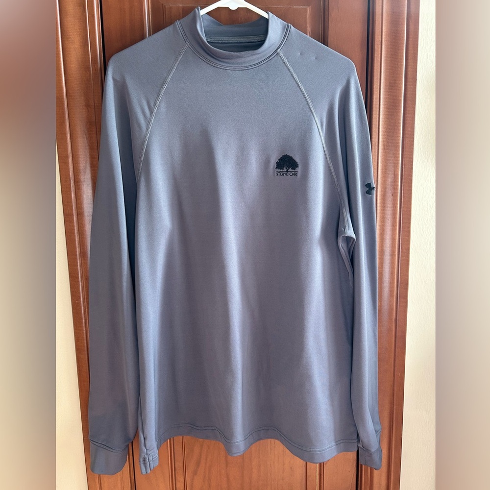 Under Armor Men's Mock Neck Gray Long Sleeve Golf Shirt-Size Medium-Like New⛳️⛳️